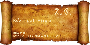 Körpel Vince névjegykártya